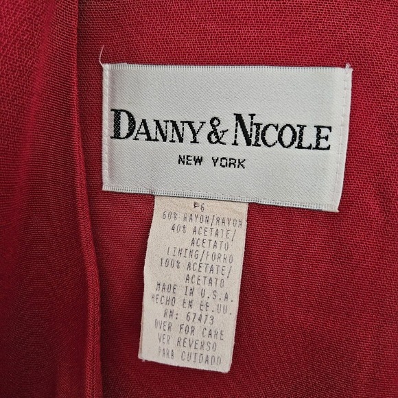 Danny & Nicole Red 1 Pc Dress Suit Size 6 Career, Church Suit Vintage 90s - Picture 7 of 15